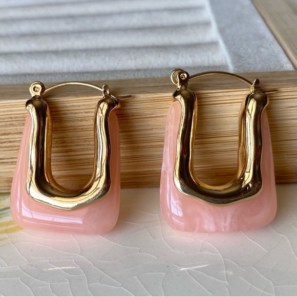 Anthropologie Casa Clara Andy Earrings Sweet Pink Gold Earrings - Picture 5 of 11